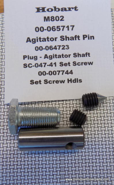 Hobart M802 Mixer Agitator Shaft 00-064723 Plug SC-047-41 Set Screw- 00-007744 Cone Pt. Set Screw-00